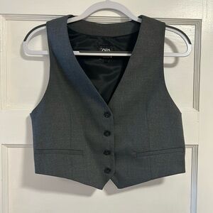 Zara Charcoal Textured Vest